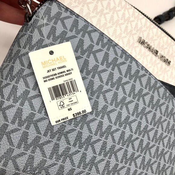 Michael Kors Blue Colorblock Canvas Jet Set Dome Crossbody Bag - Picture 10 of 11